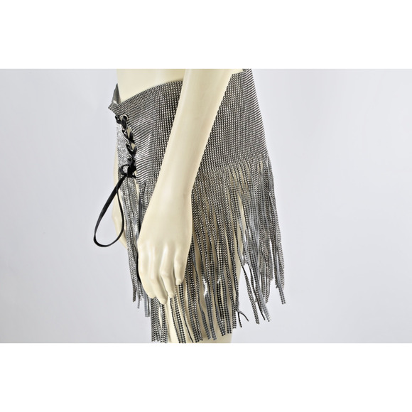 Sparkly High Waist Rhinestone Fringe Mini Skirt Party Festival Size S - Picture 3 of 8